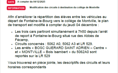 Réseau Nomad : modification des circuits à destination du collège de Montville